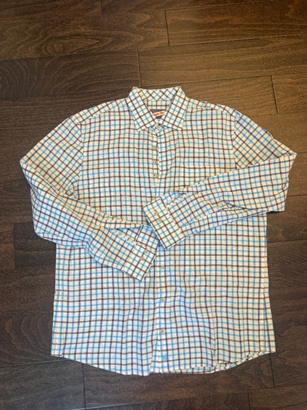 johnnie-O Hangin' Out Casual Plaid Button Down Shirt - Turquoise Blue - Large